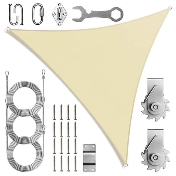 22 ft. x 22 ft. x 22 ft. Triangle Sun Shade Sail with Hardware TAWAL-Beige