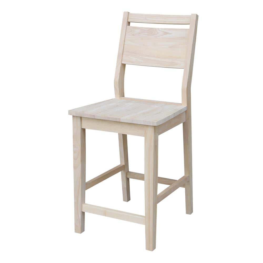 Coastal Farmhouse 24" Saddle Seat Solid Wood Stool in Natural Brown