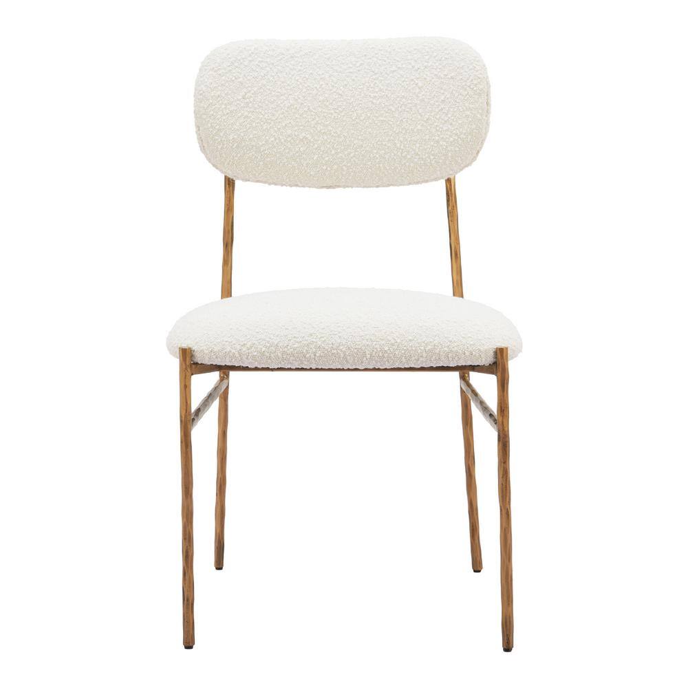 Cream Upholstered Side Chair with Gold Metal Frame