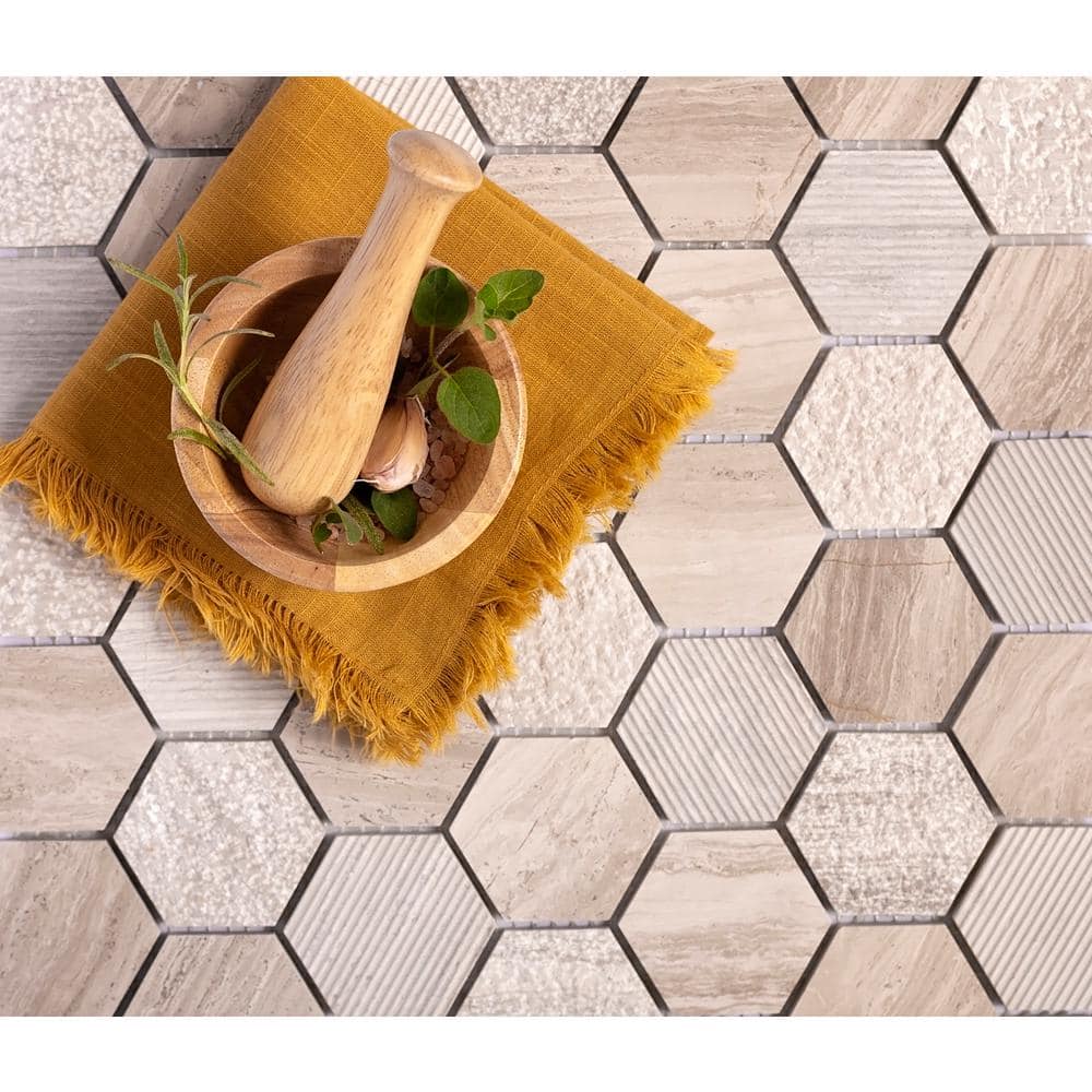 Gray Hexagon Marble Polished Mosaic Tile 12x12