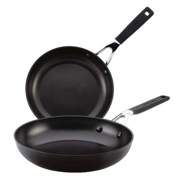 KitchenAid Hard Anodized Nonstick 2-Piece Onyx Hard Anodized Aluminum Skillet Set with 8.25 in. and 10 in Frying Pans Set