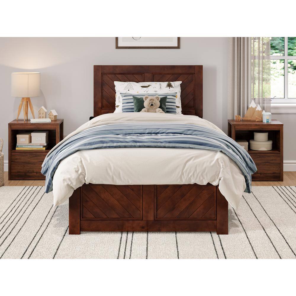AFI Canyon Walnut Brown Solid Wood Twin Foundation Bed Frame with Matching Footboard AR9526034