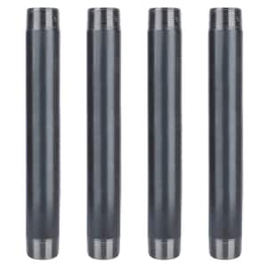 1-1/4 in. x 12 in. Black Industrial Steel Grey Plumbing Nipple (4-Pack)