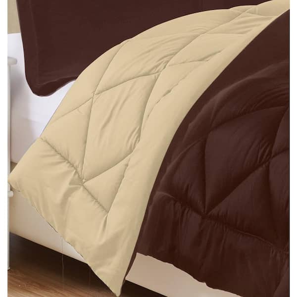3-Piece Chocolate/Cream Full/Queen Comforter Set
