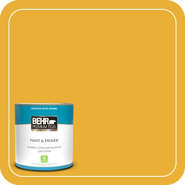 BEHR PREMIUM PLUS 1 qt. #P280-7 Midsummer Gold Satin Enamel Low Odor Interior Paint & Primer
