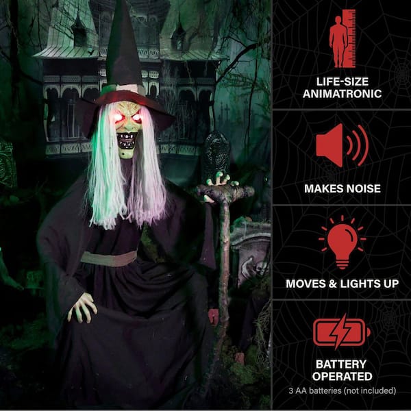 INCOCO HAUNTED HILL ホーンテッドヒル ハロウィン Haunted Hill Farm 4.3 ft. Animated LED Sitting Witch Halloween
