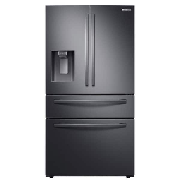 Samsung 28 cu. ft. 4-Door French Door Smart Refrigerator in Fingerprint Resistant Black Stainless Steel, Standard Depth