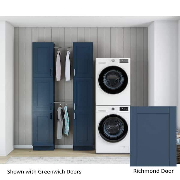 MILL'S PRIDE Richmond Valencia Blue Plywood Shaker Stock Ready to Assemble Kitchen-Laundry Cabinet Kit 12 in. x 90 in. x 55 in.