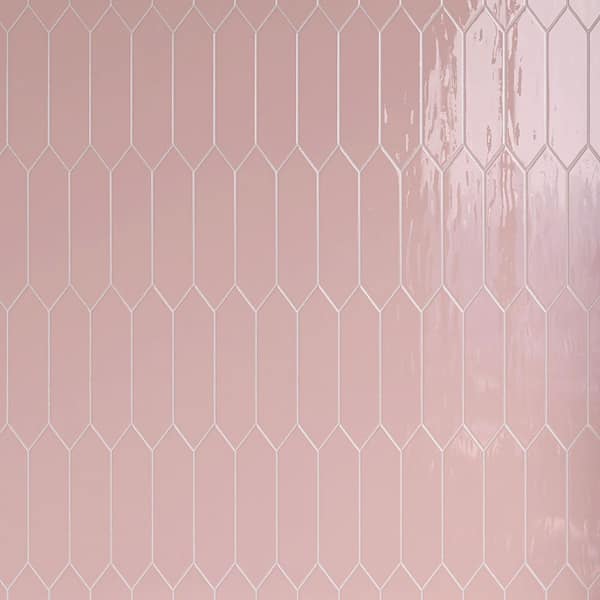 Atlanta Pink 2.95 in. X 11.81 in. Glossy Ceramic Picket Wall Tile (8.07 sq. ft. /Case)