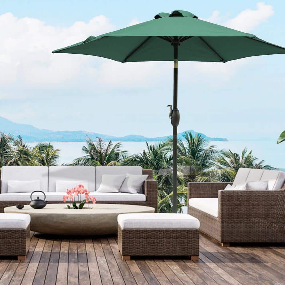 7.5 ft. Aluminum Outdoor Market Umbrella, Sun Shade with 6-Ribs Umbrella Cr