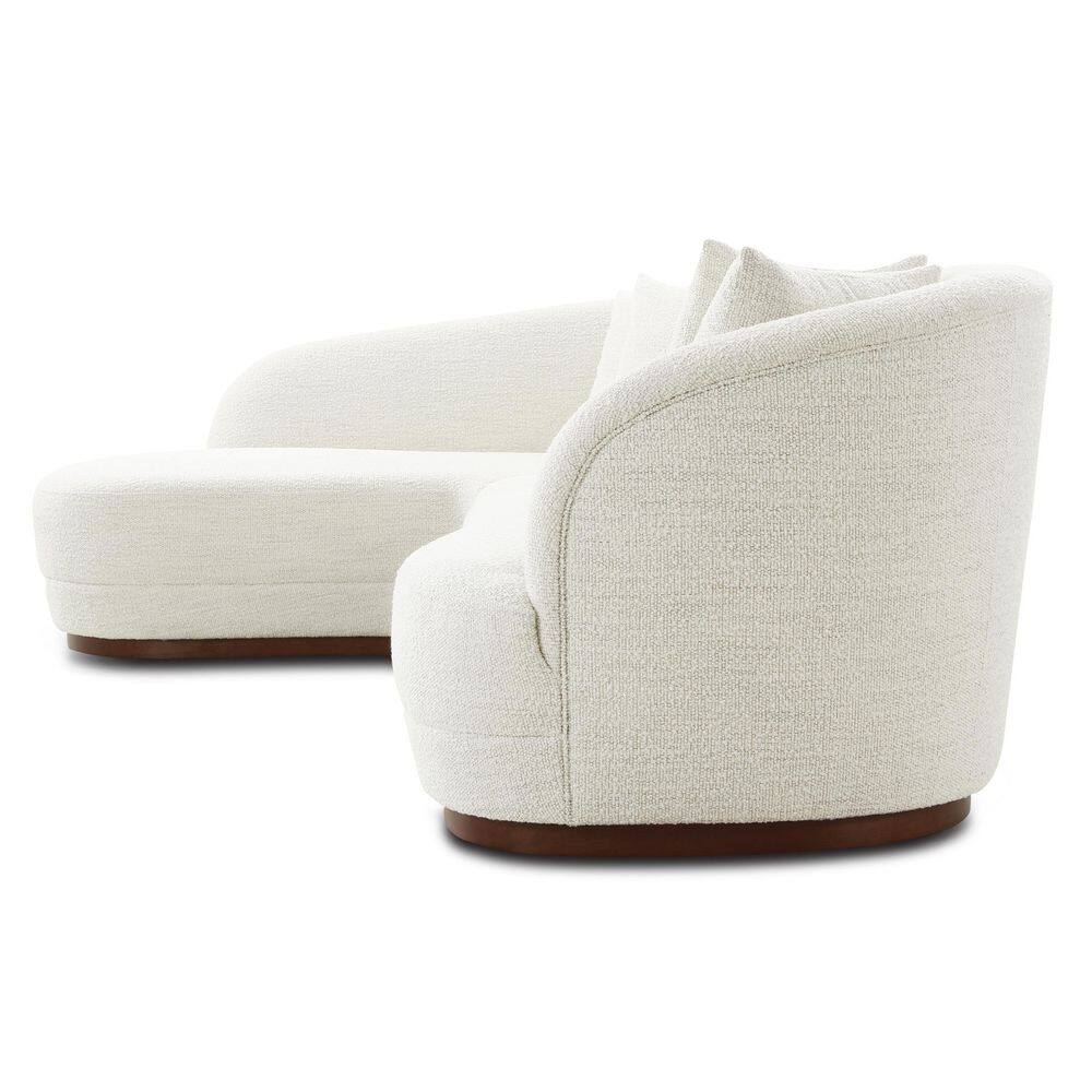 Cloud White Upholstered Left-Facing Chaise Sectional with Ottoman