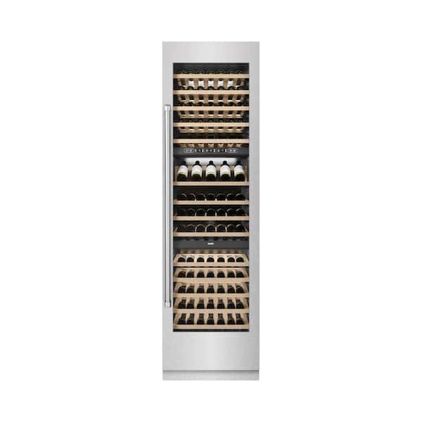 24 in. 12.4 cu. ft. Triple Zone 100 Bottle Column Wine Cooler in Satin Stainless Steel