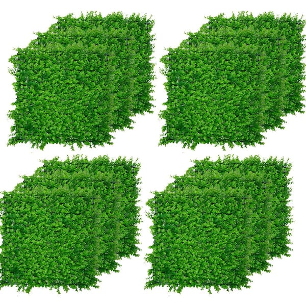 Afoxsos 24-Pieces 20 in. x 20 in. Boxwood Panels Green Artificial Grass Wall Decor for Outdoor, Indoor and Decor