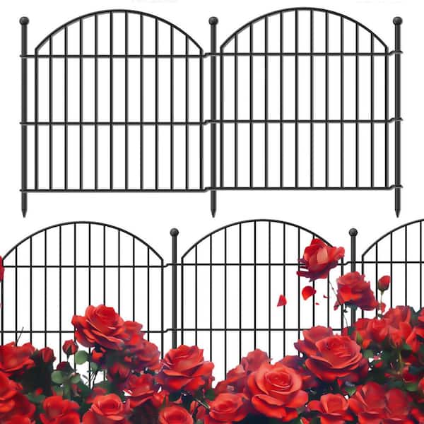 32 in. x 24 ft. No-Dig Garden Fence, 10-Pack Metal Animal Barrier with Lock - Arched Proof Fence for Flower Beds, Yard