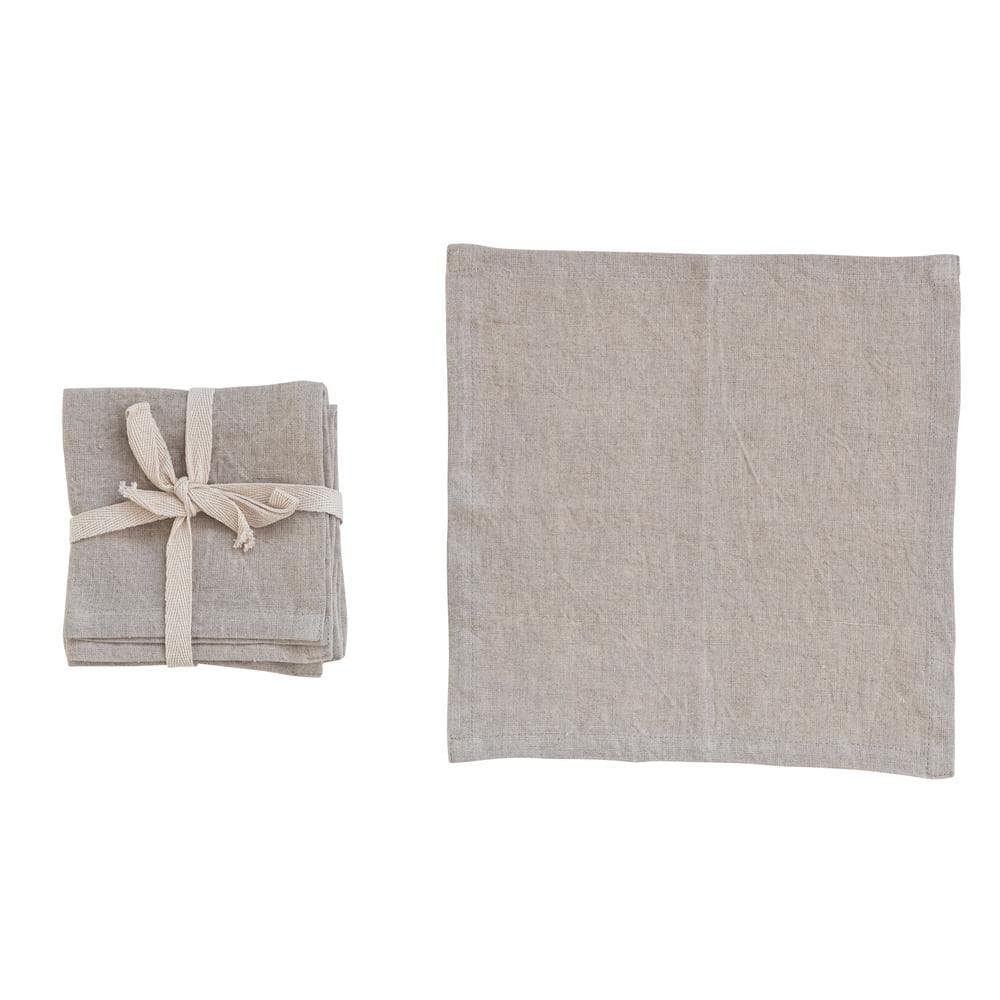 Storied Home 10 in. W x 0.25 in. H Natural Brown Linen Cocktail Napkins (Set of 4)