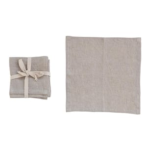 10 in. W x 0.25 in. H Natural Brown Linen Cocktail Napkins (Set of 4)