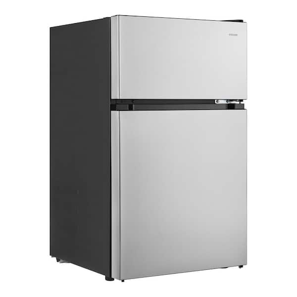 Vissani 3.1 cu. ft. 2-Door Mini Refrigerator in Stainless Steel with Freezer, ENERGY STAR