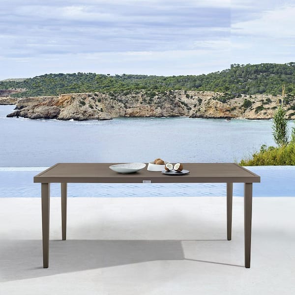Armen Living Grenada Outdoor Aluminum Gray Rectangle Dining Table