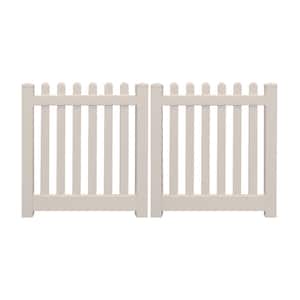 Plymouth 10 ft. W x 3 ft. H Tan Vinyl Picket Fence Double Gate Kit Includes Gate Hardware