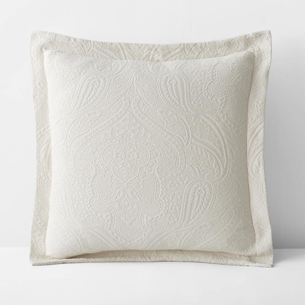 The Company Store Hillcrest Cotton Matelasse Ivory Euro Sham 50172F-E ...