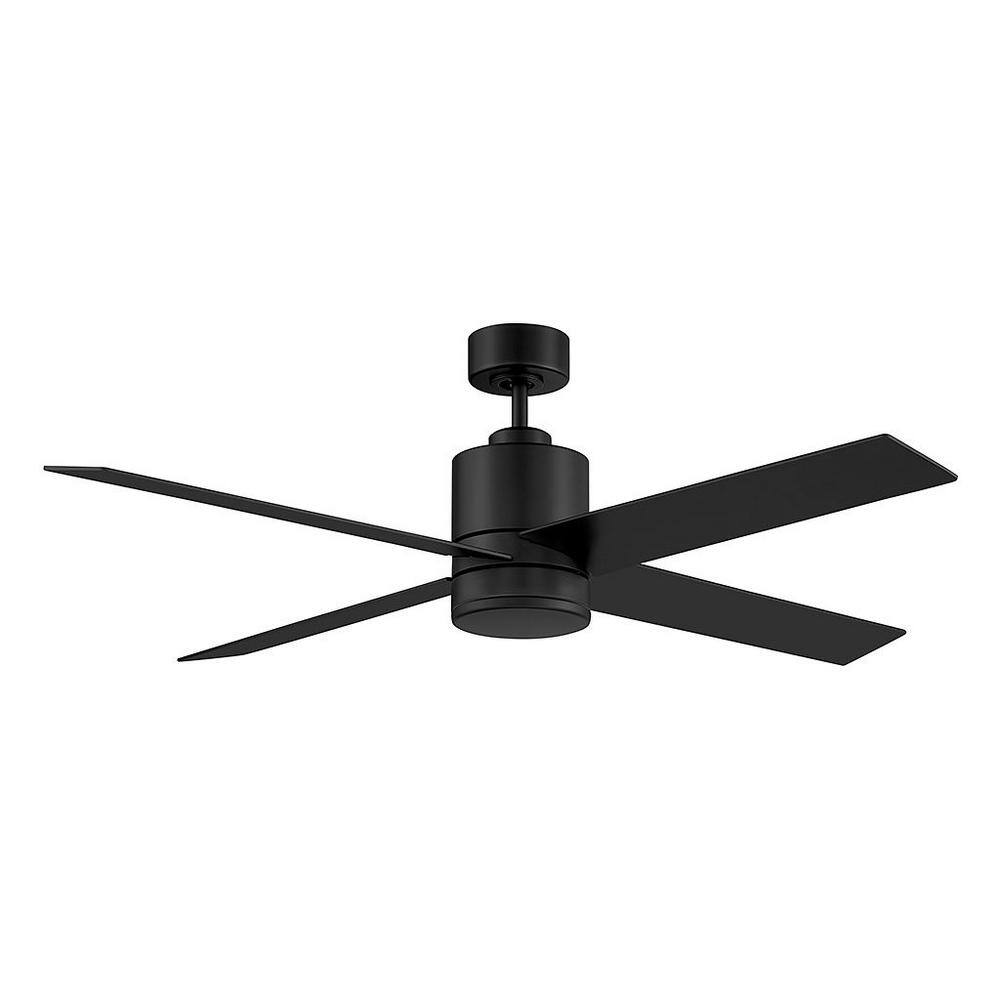 52" Matte Black and Antique Oak Reversible Blade Ceiling Fan with LED Light and Remote