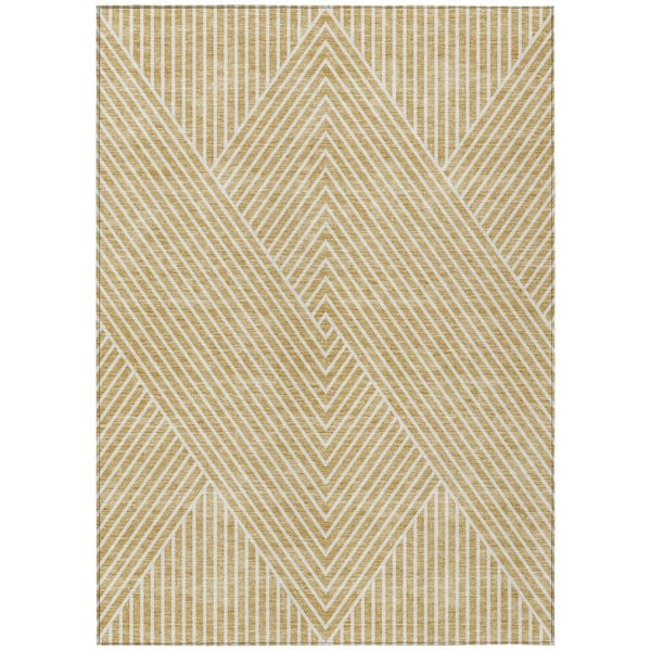 Chantille Machine Washable Indoor/Outdoor Abstract ACN937 Gold 9 ft. x 12 ft. Area Rug