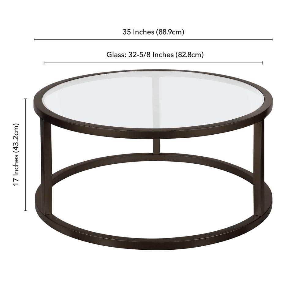 Parker Urban 35" Round Blackened Bronze Glass Coffee Table