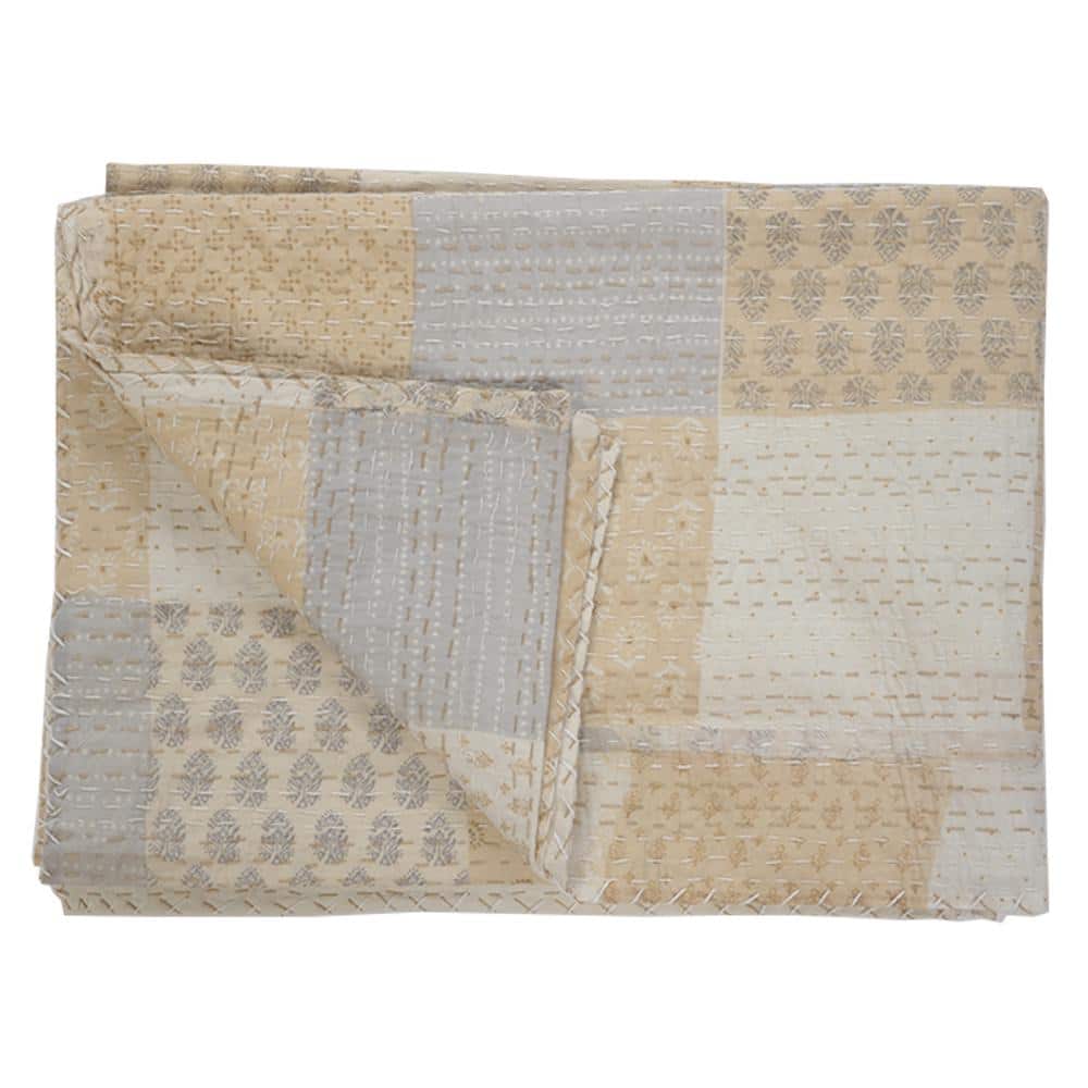 Soft Nude Cotton Patchwork Throw Blanket