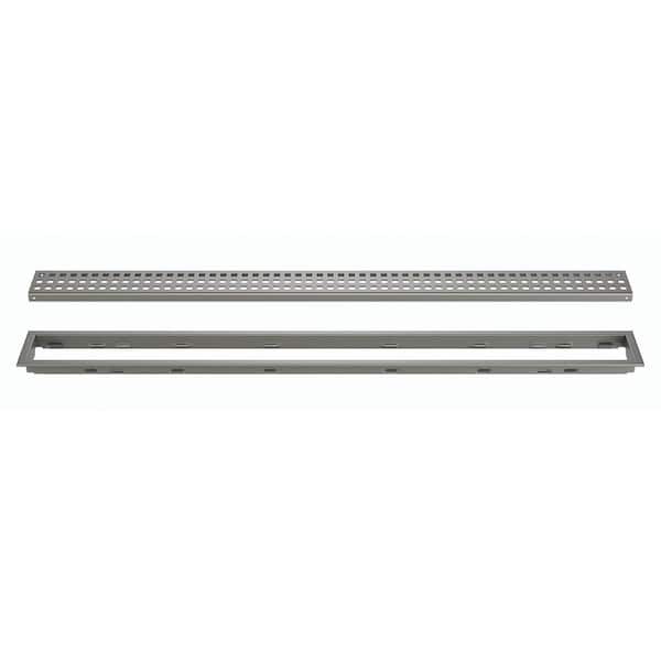 Schluter Kerdi-Line Pewter 23-5/8 in. Square Linear Drain Grate Assembly Floor Installation Kit for Accessory