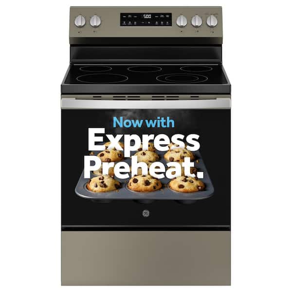 GE 30 in. 5 Element Free-Standing Electric Range in Slate with Crisp Mode