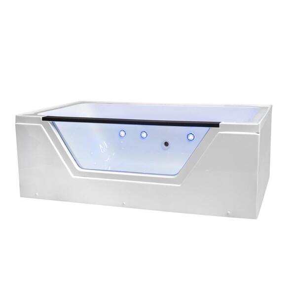 Ella Fiji 66 in. L Acrylic with Left Drain Rectangular Alcove Infusion MicroBubble Air Bath Bathtub in White