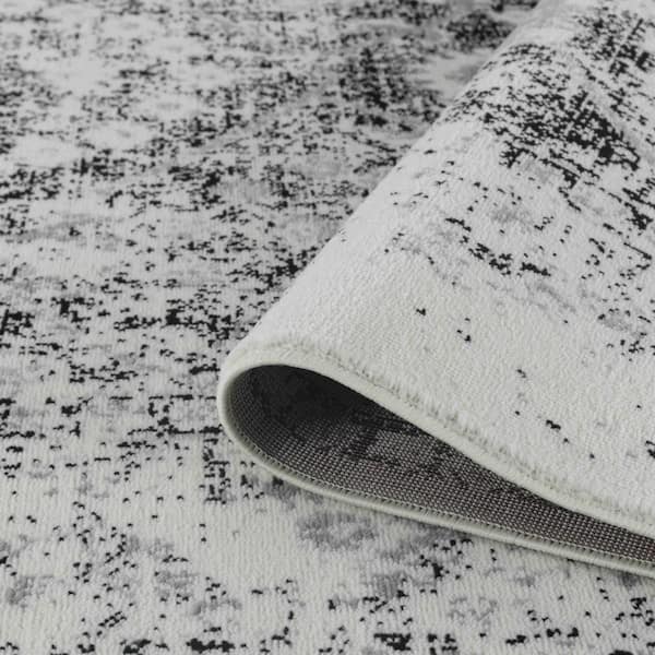 Sakarya Collection Black Grey 8 ft. x 11 ft. Distressed Oriental Indoor Area Rug