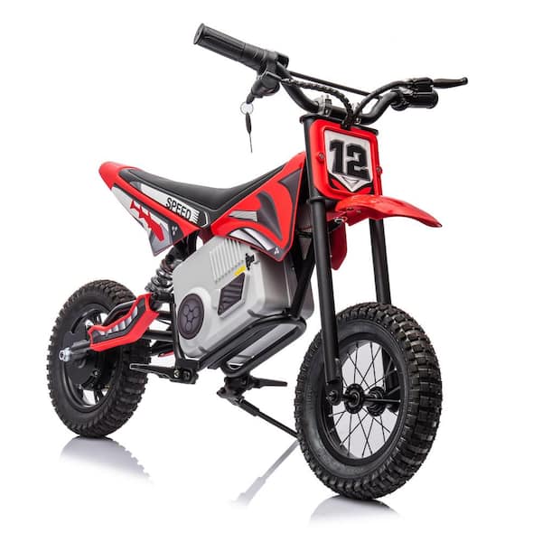Unbranded 36-Volt Red Electric Mini Dirt Motorcycle for Kids in, 15.53MPH Speed, Stepless Variable Speed Drive, Disc Brake, Age14+