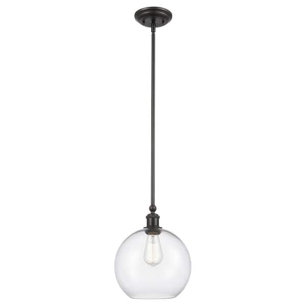 Concord 60-Watt 1-Light Matte Black Standard Mini Pendant Light with Clear Glass Shade, No Bulbs Included