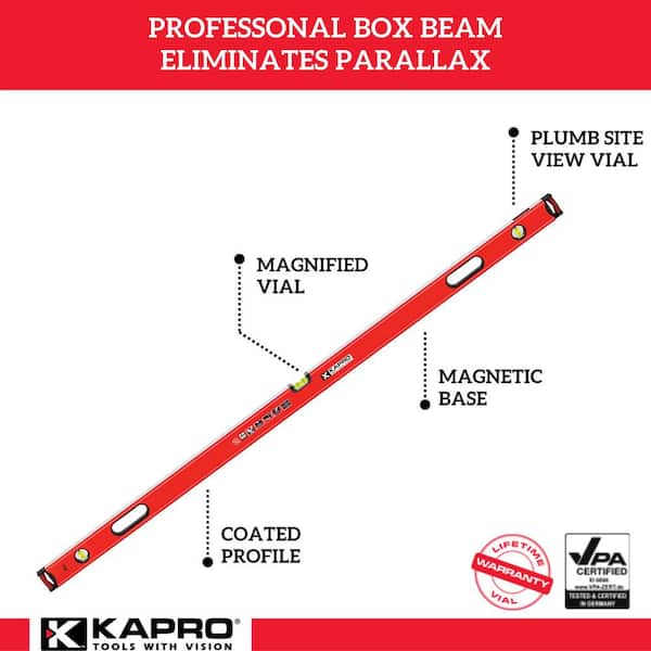 72 in. Professional Magnetic Aluminum Box Level with Magnified Vial and Plumb Site
