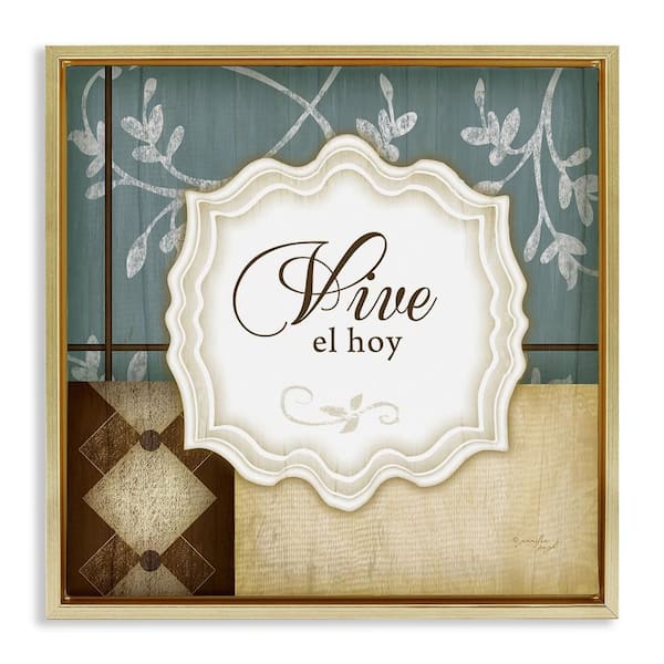 Stupell Industries Live Today Phrase by Jennifer Pugh Gold Floater Frame Typography Graphic Art Print 18 in. x 18 in.
