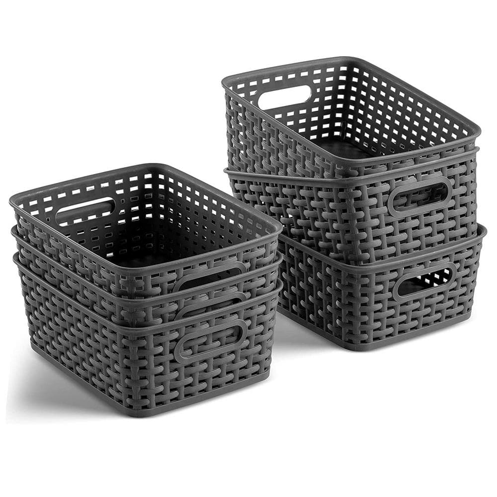 Gray Plastic Laundry Basket With Cut-out Handles (6-pack) Laundry-429 