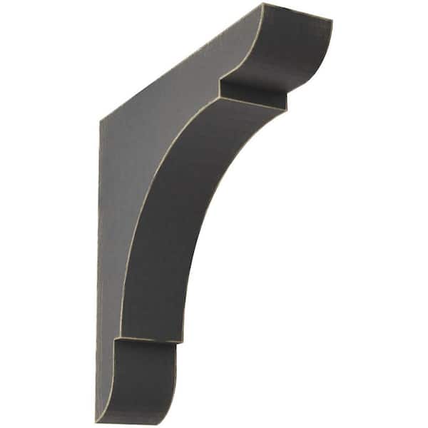 Ekena Millwork 1-3/4 in. x 8 in. x 8 in. Black Medium Olympic Wood Vintage Decor Bracket
