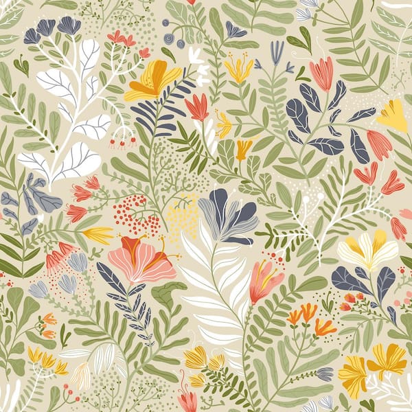 A-Street Prints Brittsommar Green Woodland Floral Non Woven Paper Wallpaper