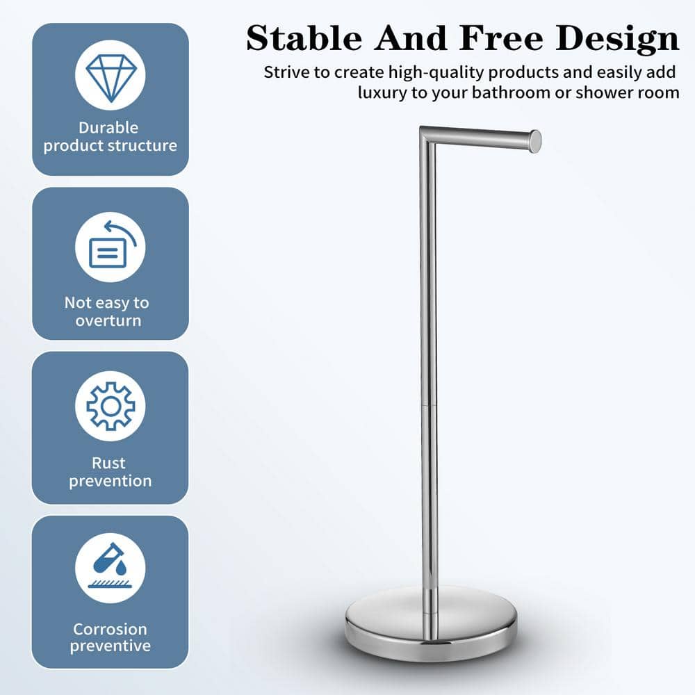 Polished Chrome Freestanding Stainless Steel Toilet Paper Holder