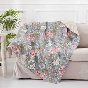 Angelica Multicolored Floral Quilted Cotton Throw Blanket