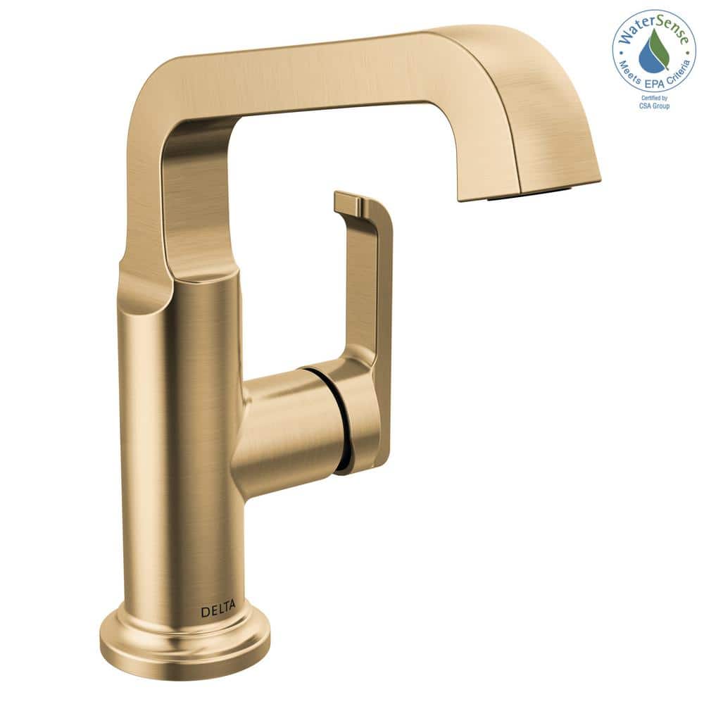 Champagne Bronze Tetra Single Hole Bathroom Faucet with Drain Assembly