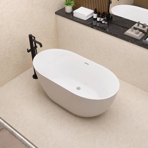 70.8 in. Acrylic Pop Up Drain Oval Double Ended Flatbottom Freestanding Bathtub in White