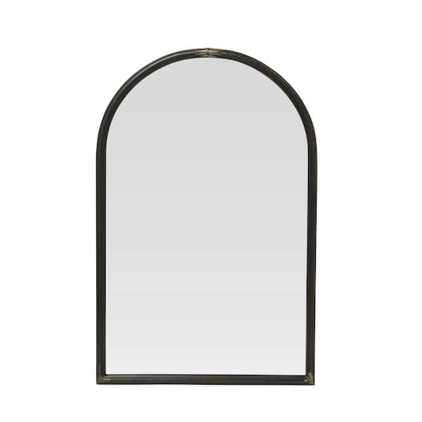 Storied Home 24 in. W x 36 in. H Arched Metal Distressed Finish Framed Mirror