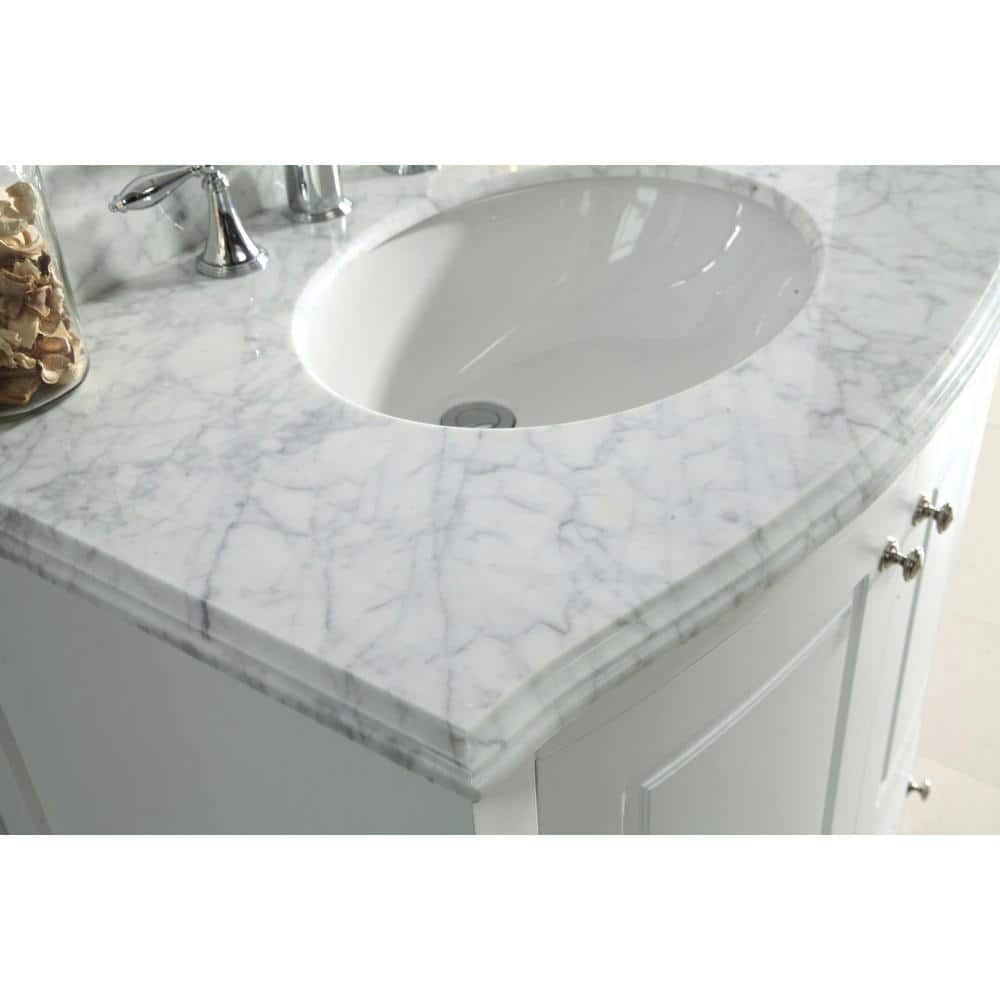 Estella 32" White Cabinet with Marble Countertop