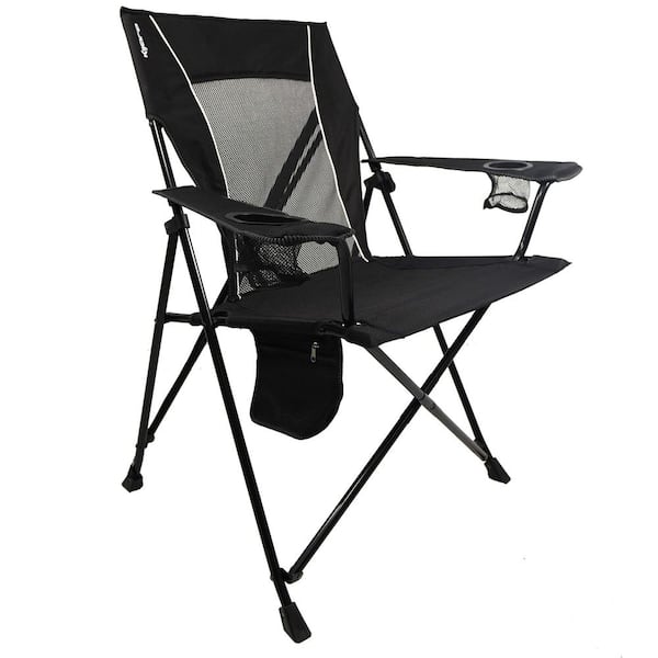Heavy Duty Vik Black Polyester Outdoor Camping Chair with 2-Cup Holder