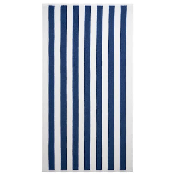 American Soft Linen Beach Towels, Cabana Striped 30x60 in., 100% Cotton, Pool Towel, Navy Blue