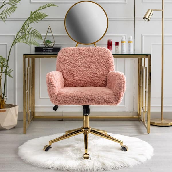 HOMCOM Rainbow color Faux Fur Unicorn Office Chair with Mid-Back