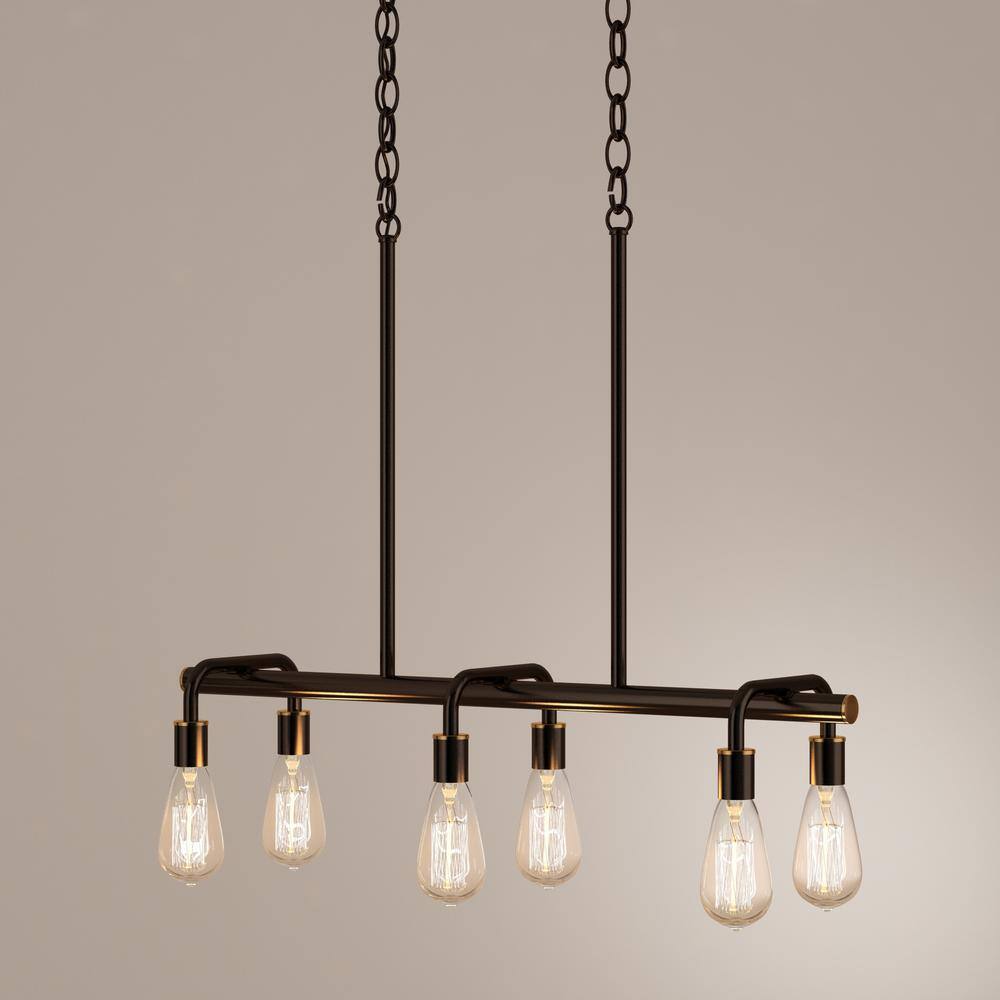 Bronze Mini 6-Light Linear Chandelier