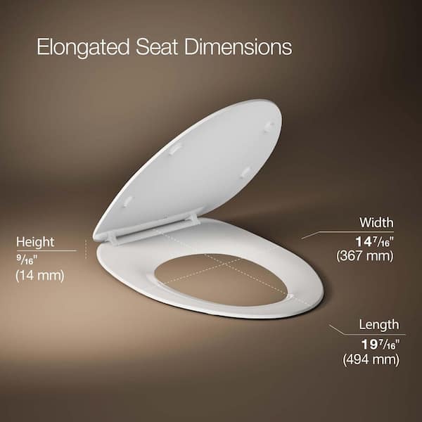 KOHLER Lithe Quiet-Close Elongated Front Toilet Seat in White